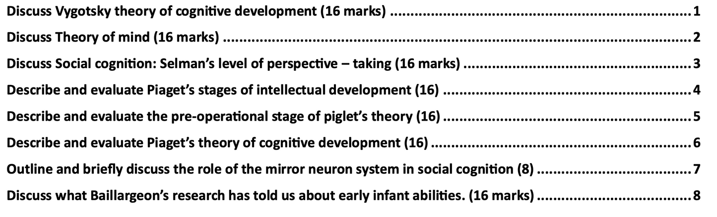 AQA pyschology cognition and development