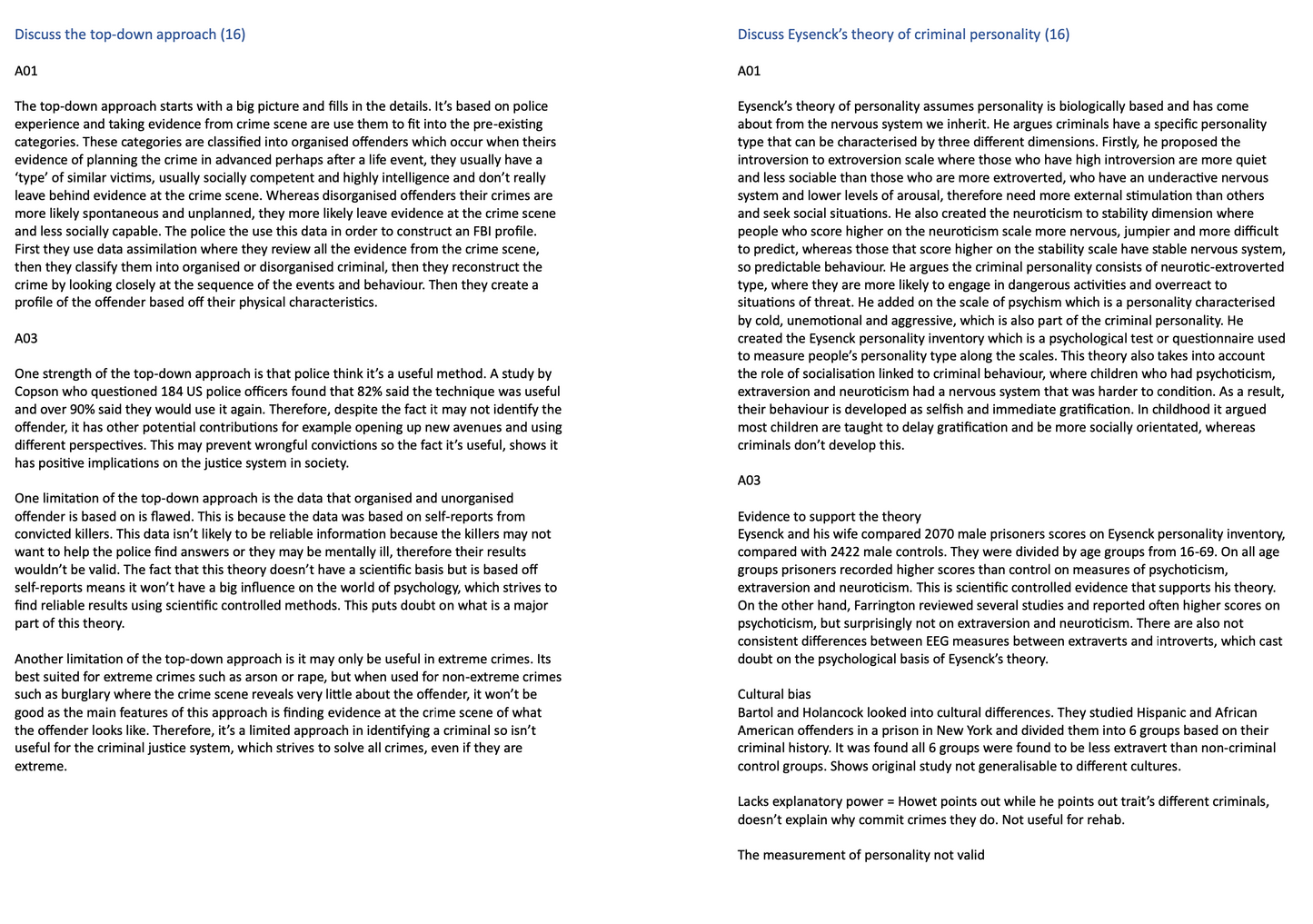 AQA forensic psychology