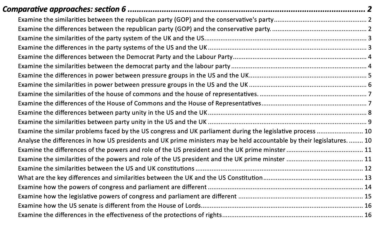 US UK Comparisons