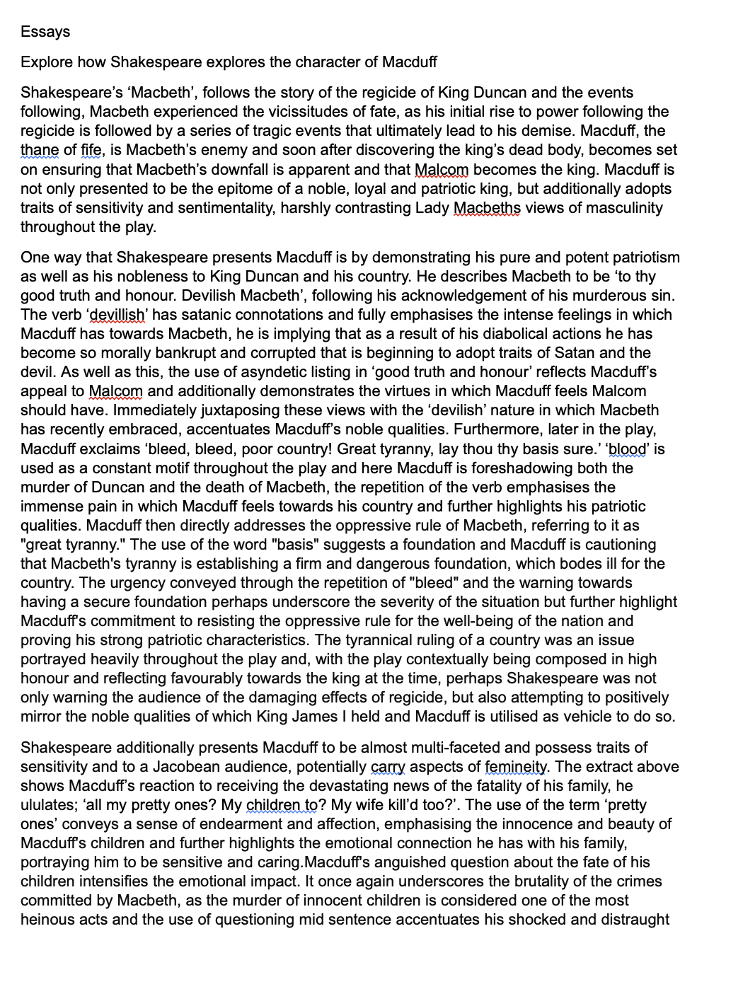 Macbeth revision material