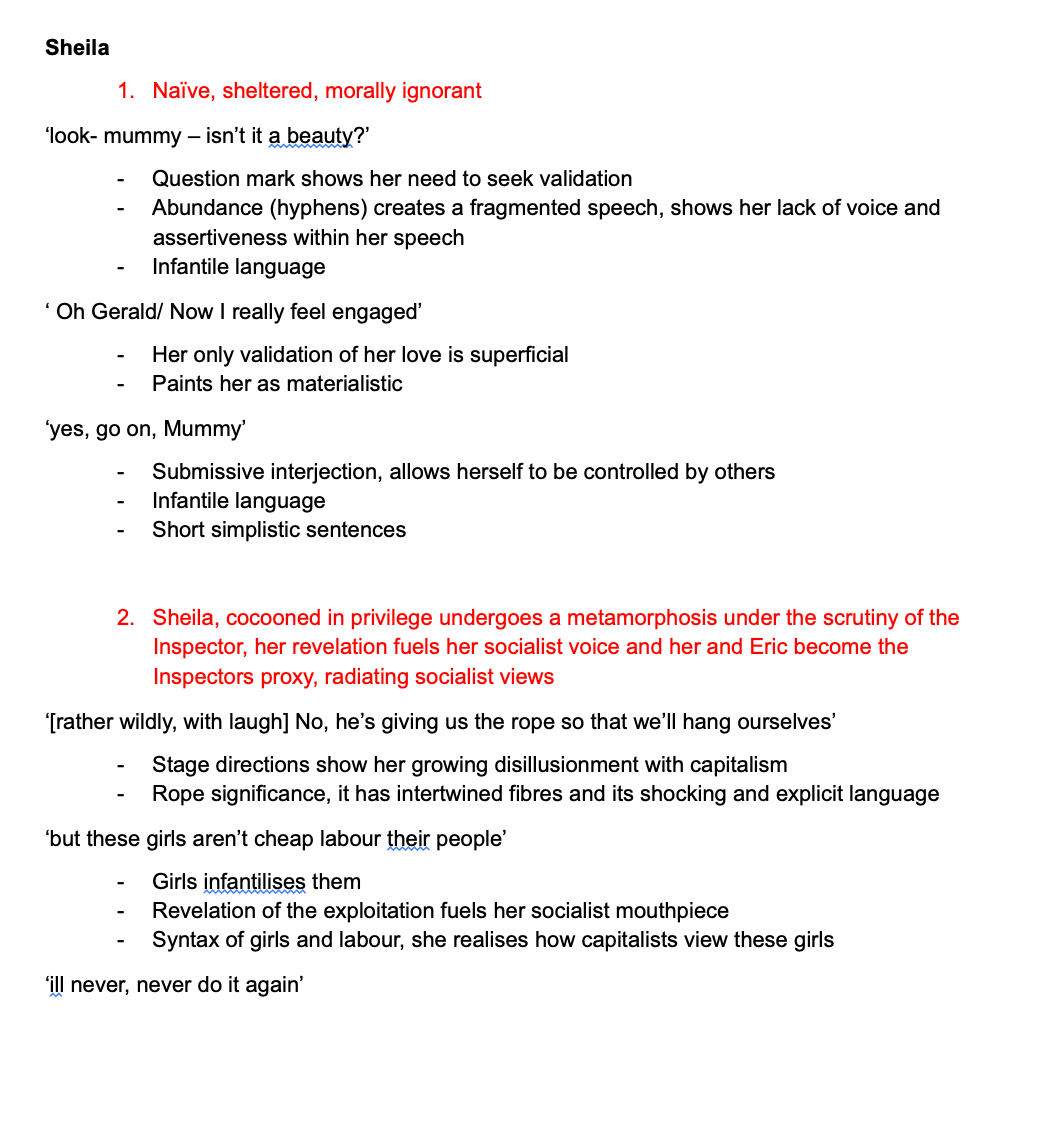An Inspector Calls revision material