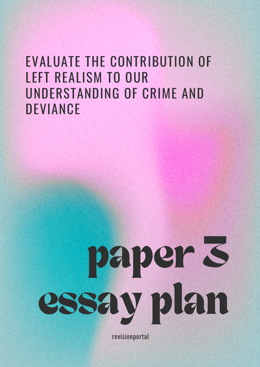 A* sociology essay plan - Evaluate the contribution of left realism to our understanding of Crime and Deviance