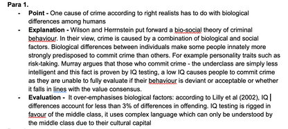 A* sociology essay plan - Evaluate right realist explanations of the causes of crime