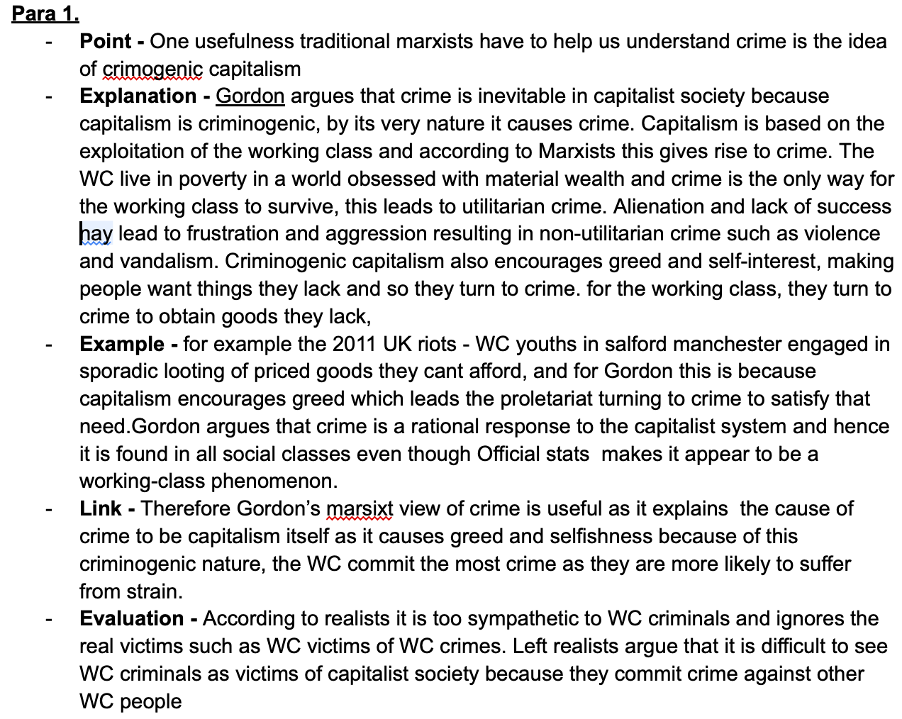 A* sociology essay plan - Evaluate the usefulness of Marxist approaches in understanding Crime and Deviance